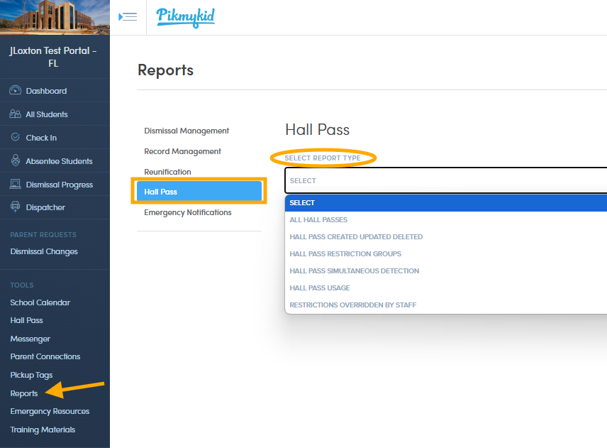 digital hall pass reports